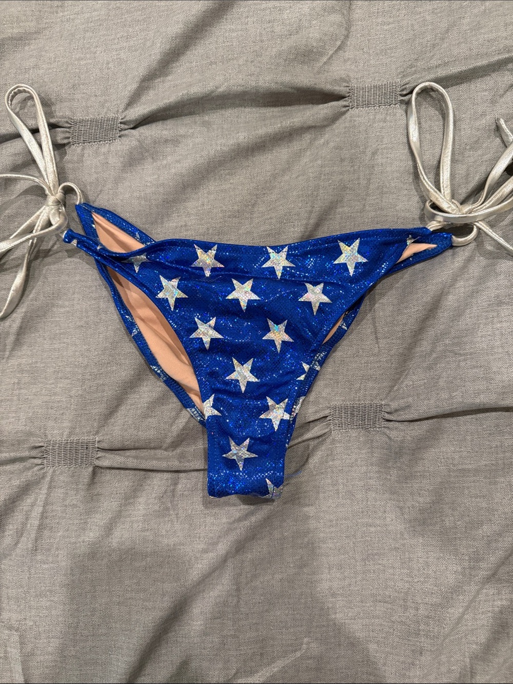 Blue Star-Print Tie-Side Bikini Bottom